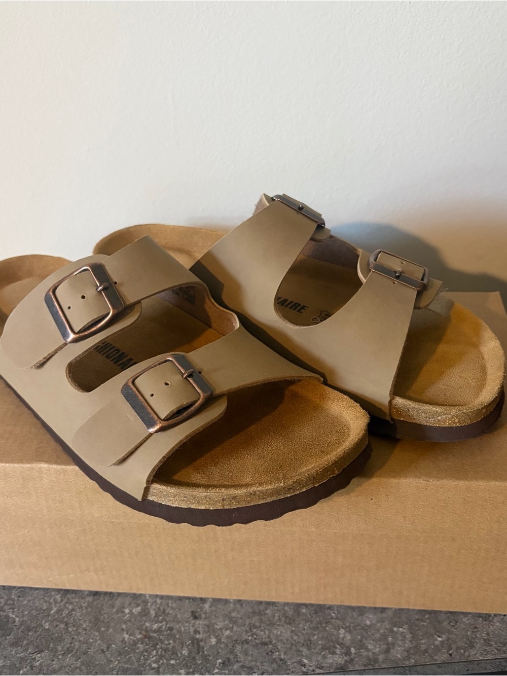 Cusionaire tan size 8.5 Two-Strap Tan Sandals